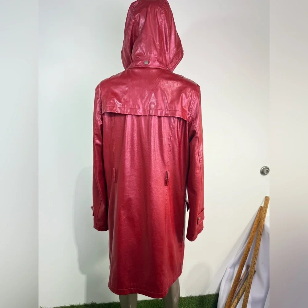 Burberry Red Hooded Trench Coat - Picture 8 of 16